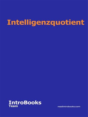 cover image of Intelligenzquotient